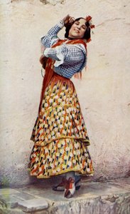 Espagne. Fille gitane de Grenade aux cheveux bleu-noir danse divinement. 1920 - Unknown